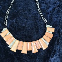 Orange Statement Bib Necklace 26 inches Vintage Fashon 90s Retro  - $14.96