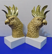 New Cockatoos Bookends Figurine Statue Parrots Birds Gold - $46.39