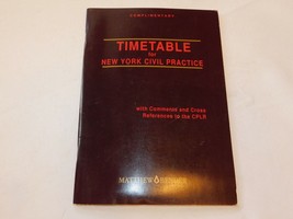 Timetable for New York Civil Practice by Matthew Bender Paperback Book Pre-owned - £8.22 GBP