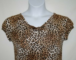 Ninety Brand Misses MEDIUM Leopard Silky Blouse Shirt Top Cap Sleeve Cow... - £8.55 GBP