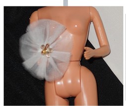 Barbie doll accessory fabric tule bouquet decor gold center wedding brid... - £7.83 GBP
