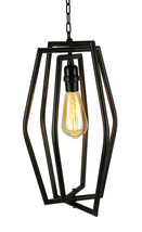 Oil Rubbed Bronze Finish Angular Metal Cage Pendant Light with Edison Bulb - £26.74 GBP
