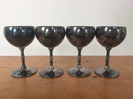 Set 4 Vtg Valero Silver Plated Stemmed Sherry Brandy Cordial Wine Goblet... - $79.99