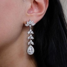 3.20Ct Simulated Diamond Teardrop &amp; Dangle Earrings 14K White Gold Finish - £93.44 GBP