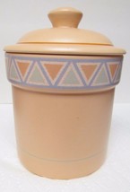 Treasure Craft Canister Southwest Style Tribal Peach Pink with Lid 7.5&quot; x 6&quot; VTG - £39.28 GBP