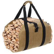 Firewood Storage Bag Wax Canvas Outdoor Camp Logging Wood Handling Carrier Pouch - £25.53 GBP