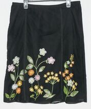 Sigrid Olsen Retro Sheer Overlay Embroidered Wildflowers Black Skirt Siz... - $22.99