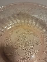 JEANETTE PINK DEPRESSION GLASS 8" BOWL WITH HANDLES  POINSETTIA PATTERN image 3