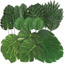 78 Pieces 7 Kinds Artificial Tropical Leaf Jungle Leaves Plant Safari Le... - $23.99