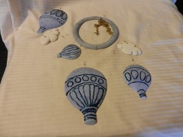Hand Made Cast Plaster Hot Air Balloons With Clouds Hanging Mobile - £39.18 GBP