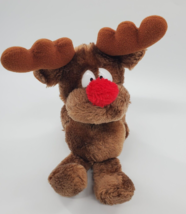 7&quot; Vintage Russ Radar Reindeer Brown Red Nose 828 Korea Plush Stuffed To... - £7.86 GBP