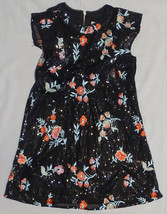 Gb Girls Black Sequin Short Sleeve Dress Embroidered Flowers Exposed Zipper 12 - £11.89 GBP