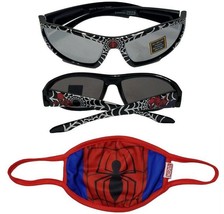 Marvel SPIDER-MAN 1Pair Sunglasses (3+) &amp; 1Pc. Re-Usable Cloth Face Mask... - $9.89