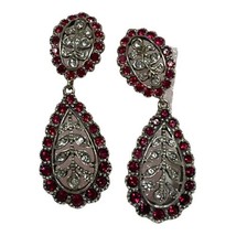 Sterling Metropolitan Museum Of Art MMA UPM Pear Red Rhinestone Dangle Earrings - $65.44