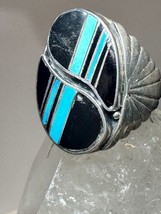Navajo ring size 10.75 turquoise coral band sterling silver men women AS IS - £184.03 GBP