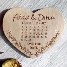 Personalized Wooden Heart Save the Date Magnet Wedding Invitation Wedding Gifts  - £21.31 GBP+