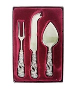 Appetizer Cheese Knife Set Silver Plate Grapevine Handle Original Box Vt... - $18.69