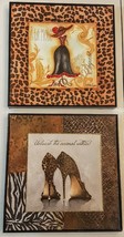 Fashion Shoes Dress Hat Picture LOT 10&quot; sq. Wall Hanging Animal Home Decor Set - £7.90 GBP