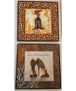 Fashion Shoes Dress Hat Picture LOT 10&quot; sq. Wall Hanging Animal Home Dec... - £7.75 GBP