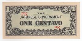 Japonais Gouvernement Occupation, 1 Centavo WWII, Billets de Banque, P10... - $14.55