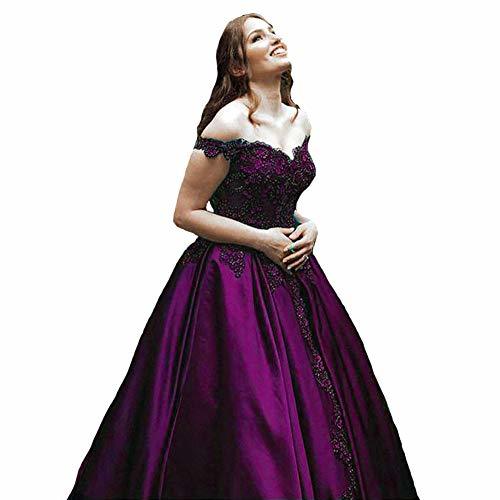 Plus Size Beaded Off The Shoulder V Neck Long Prom Evening Dresses Purple US 16W