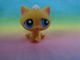 Littlest Pet Shop Orange Striped Tabby Kitty Cat #349 Deep Blue Eyes  - £3.39 GBP