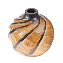 Cute Spiral Spherical Ball Hand Carved Wood Dry Vase - £17.85 GBP