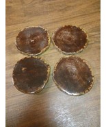 Vintage Drink Coaster Set (4) Handmade Carved Cedar Glazed Wood Rustic C... - €11,09 EUR