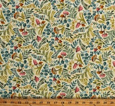 Cotton Effie&#39;s Woods Floral Mushrooms Forest Cream Fabric Print by Yard ... - £10.94 GBP
