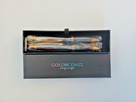 Vintage Avon Gold Coast Gold &amp; Black Pen Set With Gift Box 2-Pack Stylish Pens - £10.52 GBP