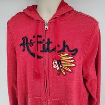 Abercrombie &amp; Fitch Muscle Hoodie Size XXL Red Indian Chief Head Full Zip - $39.55