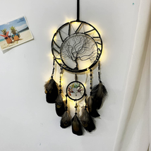 7 Chakras Dream Catchers Tree of Life Black Dreamcatchers with Feather Bead Hand - £21.47 GBP