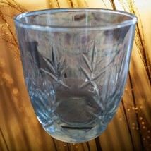 Starburst Lined Tumblers Clear Glass Diamond Cut 4" Mid Century Pineapple Crown - $9.50