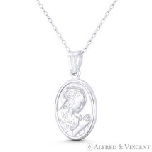 Holy Mother of God Virgin Mary .925 Sterling Silver 27x14mm Oval Button Pendant - £14.66 GBP+