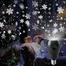 Christmas Snowflake Projector Led Moving Snowfall Laser E27 Light Bulb Landscape - £19.69 GBP