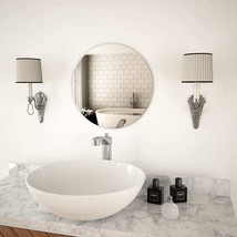 vidaXL Round Transparent Glass Wall Mirror, 15.7 Inch, Decorative, Modern Home - $73.99