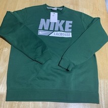 NIKE Lacrosse Club Fleece Crew Mens Swoosh Graphic Sweatshirt - Green M - $47.52
