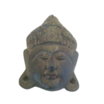 Buddha Mask MK059 Wood Wall Decor 8" H Walnut Finish - $29.70