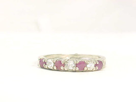 RUBY Gemstones and CZ Accents Vintage RING in Sterling Silver - Size 6  - £35.96 GBP