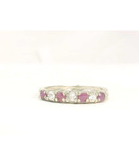 RUBY Gemstones and CZ Accents Vintage RING in Sterling Silver - Size 6  - $45.00