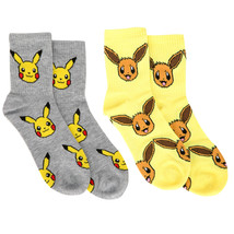 Pokemon Pikachu and Eevee Women&#39;s Crew Socks 2-Pack Multi-Color - £11.93 GBP