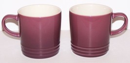 Lovely Pair Of Le Creuset Stoneware Purple 12 Ounce 3 5/8&quot; COFFEE/TEA Mugs - £25.89 GBP