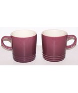 LOVELY PAIR OF LE CREUSET STONEWARE PURPLE 12 OUNCE 3 5/8&quot; COFFEE/TEA MUGS - £26.01 GBP