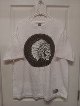 Hustle Gang T Shirt Mens XL White Logo Indian Chief Cotton Crewneck Shor... - $18.49