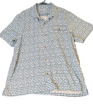 Tommy Bahama Hawaiian Camp Shirt Mens 2XL XXL Blue Abstract 100% Silk Button Up - $26.95