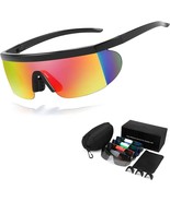 Semi Rimless Cycling Glasses Kit,UV400 Polarized Sports Sunglasses with ... - £15.23 GBP
