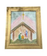 Hand-Painted* - Nativity Scene Framed 10 X 12 Watercolor Gold Star Chris... - $348.60 CAD