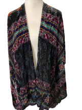 NWT Akemi + Kin Black, Purple, Blue, Orange Floral Print Velveteen Shawl One Sz - £53.14 GBP