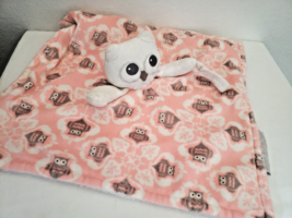 Blankets &amp; Beyond Owl White Pink Damask Lovey Plush Security Blanket Pac... - £19.70 GBP
