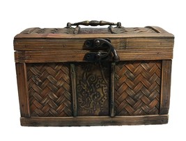 Bamboo Wicker Boho Jewelry Box Decorative Large Trinket Box w/ Latch 7&quot;x... - $26.18